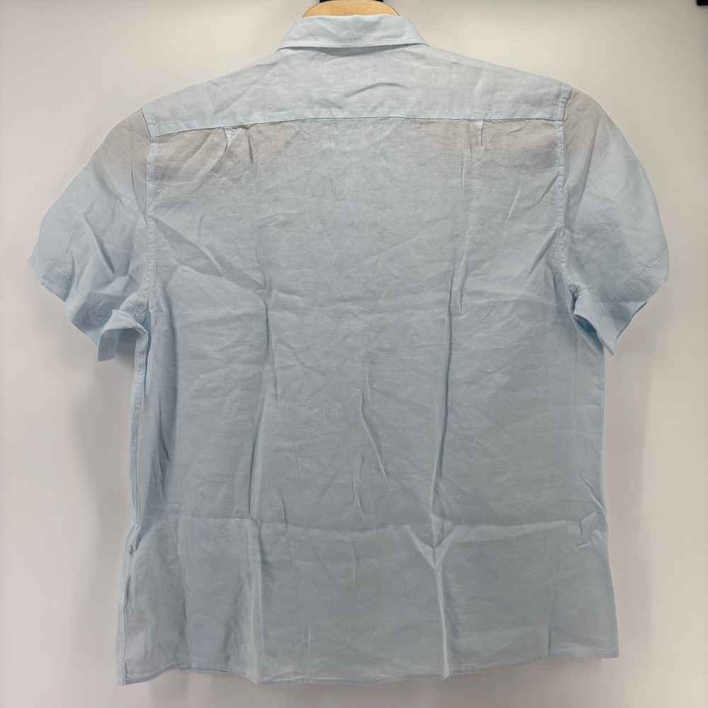 Lacoste Button Down Shirt Men XL Light Blue 100% Linen Short Sleeve NWT CH5699 - Picture 5 of 7
